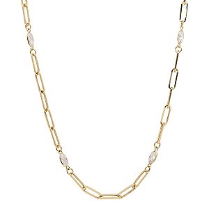 Colar Cadeado Ouro 18k e Zircônias