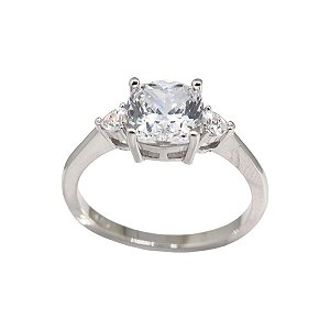 Anel Quadrado Prata 925 com Zircônias