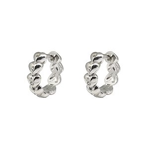 Brinco Argola Corações Prata 925 com Zircônias