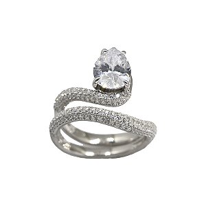 Anel Espiral Prata 925 com Zircônia Central