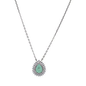 Colar Gota Chuveiro Prata 925 com Zircônias