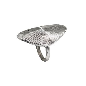 Anel Oval Grande Frisado Prata 925