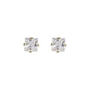Brinco Ponto de Luz Quadrado Ouro 18k