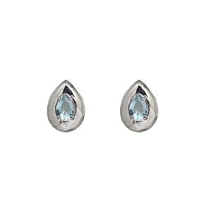Brinco Gota Pequeno Prata 925 com Zircônia Azul