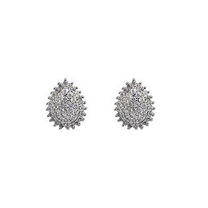 Brinco Chuveiro Gota Pequeno Prata 925 com Zircônias