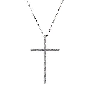 Colar Cruz Prata 925 com Zircônias