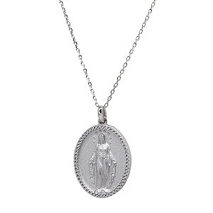 Colar Medalha Milagrosa Oval Prata 925
