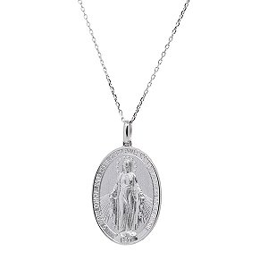 Colar Medalha Milagrosa Prata 925 Clássica