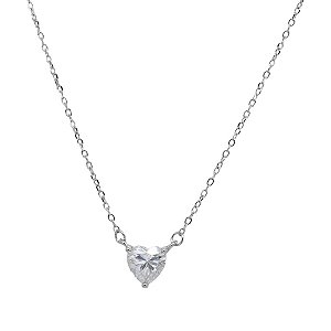 Colar Ponto de Luz Coração com Moissanite Prata 925