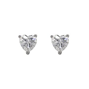 Brinco Ponto de Luz Coração com Moissanite Prata 925