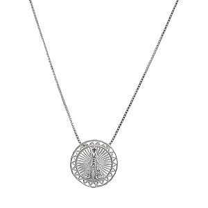 Colar Nossa Senhora Aparecida Prata 925 Medalha Vazada