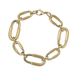 Pulseira Feminina Elos Cadeado Ouro 18k