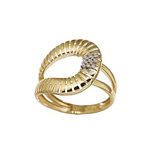Anel Circular Vazado Ouro 18k com Diamantes