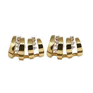 Brinco Vazado Ouro 18k com Diamantes