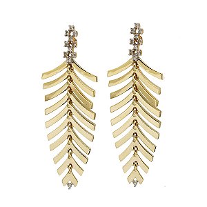 Brinco Alongado Ouro 18k com Diamantes