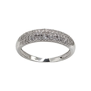 Anel Cravejado Prata 925 com Moissanite