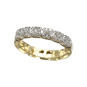 Meia Aliança Ouro 18k com Diamantes
