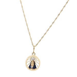 Kit Cordão Ouro 18k + Pingente Nossa Senhora Aparecida