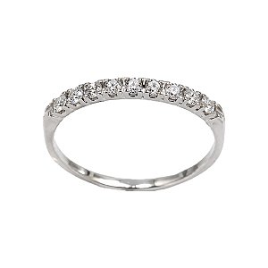 Anel Aparador Meia Aliança Prata 925 com Moissanite