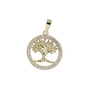 Pingente Árvore da Vida Ouro 18k com Zircônias