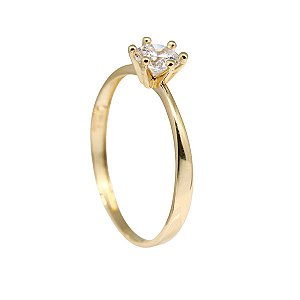 Anel Solitário Ouro 18k Zircônias