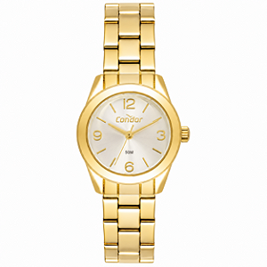 Kit Relógio Condor Feminino Dourado com Chaveiro CO2035OEN/K4X