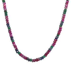 Gargantilha Turmalina Natural Colorida Prata 925 - 42cm