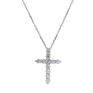 Colar Cruz Prata 925 com Moissanite - 45cm