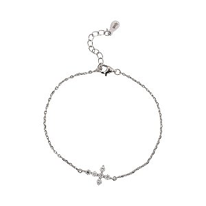 Pulseira Cruz Prata 925 com Moissanite