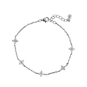Pulseira 5 Florzinhas Prata 925 com Zircônias