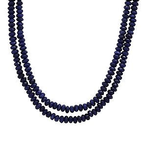 Gargantilha Jade Safira Natural Colorida Prata 925 - 45cm