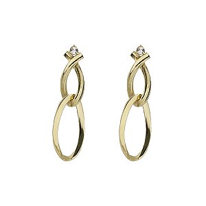 Brinco Elos Alongados em Ouro 18K com Zircônia