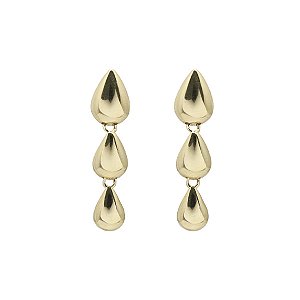 Brinco Gotas Pendente em Ouro 18K Alongado