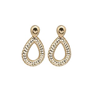 Brinco Gota Diamantado em Ouro 18K Vazado