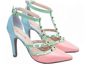 Sapato SCARPIN  Rosa, Verde e Azul