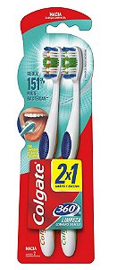 Escova Dental Colgate 360 Limpeza Completa Macia C/ 2