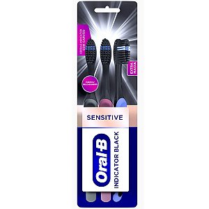 Escova Dental Oral-b Indicator Black Carvão Sensitive C/3