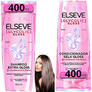 Kit Shampoo + Condicionador 400ml Elseve Glycolic Extra Gloss