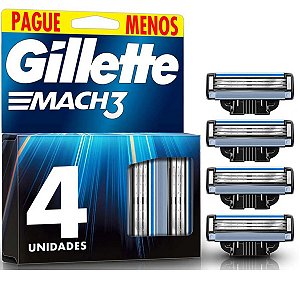 Carga Aparelho Gillette Mach 3 Lâmina Para Barbear Kit C/ 4