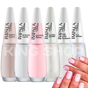 Kit 6 Esmalte Impala Tons Claros Unhas Francesinha Manicure