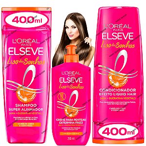Kit Shampoo Condicionador Creme Elseve Liso Dos Sonhos 400ml
