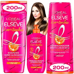 Kit Shampoo Condicionador Creme Elseve Liso Dos Sonhos 200ml
