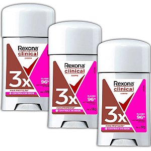 Kit Desodorante Rexona Clinical Classic Creme Odor C/ 3 58gr