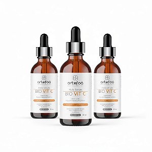 KIT 3 SÊRUNS FACIAL VITAMINA C HIALU BIO VIT C 30ML ARTEFOÁ