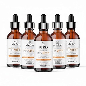 KIT 5 SÊRUNS FACIAL VITAMINA C HIALU BIO VIT C 30ML ARTEFOÁ