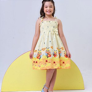 Vestido infantil estampa da Abelhinha modelo ciganinha