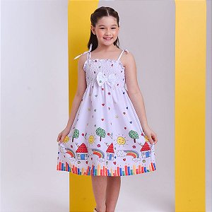 Vestido infantil cores pinturas coloridos modelo ciganinha