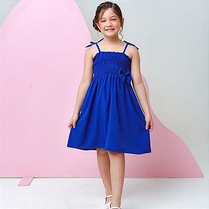 Vestido infantil menina Azul Royal alcinha modelo ciganinha