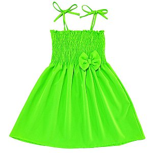 Vestido infantil menina Verde neon alcinha modelo ciganinha