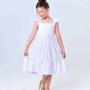 Vestido infantil meninas cor Branco rodado festa moda luxo